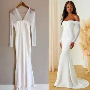 Forever Remarkable White Bustier Off-the-Shoulder Maxi Dress